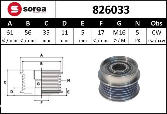 SNRA 826033 - Шкив генератора, муфта autosila-amz.com