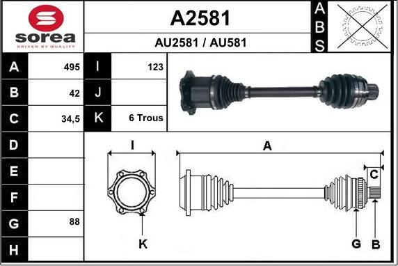 SNRA A2581 - Приводной вал autosila-amz.com