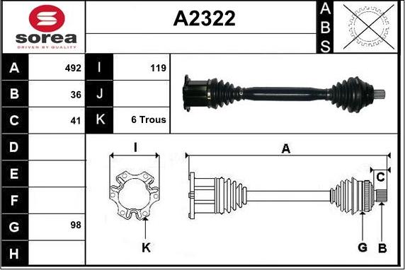 SNRA A2322 - Приводной вал autosila-amz.com