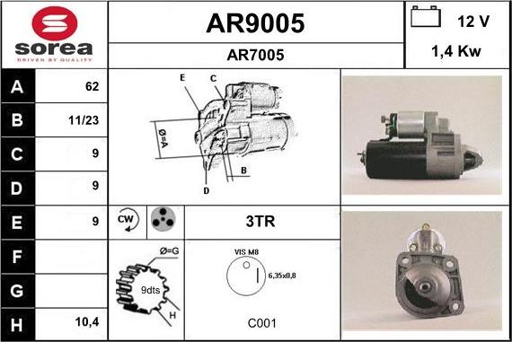 SNRA AR9005 - Стартер autosila-amz.com