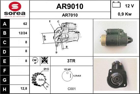 SNRA AR9010 - Стартер autosila-amz.com