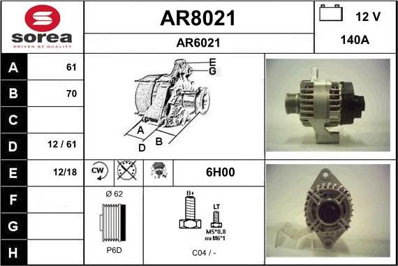 SNRA AR8021 - Генератор autosila-amz.com
