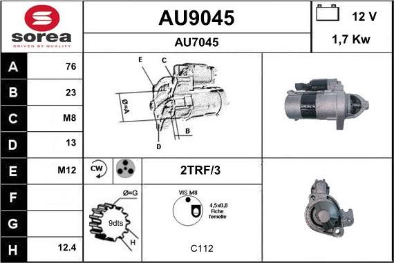 SNRA AU9045 - Стартер autosila-amz.com