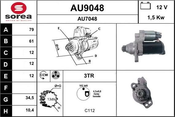 SNRA AU9048 - Стартер autosila-amz.com