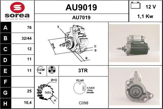 SNRA AU9019 - Стартер autosila-amz.com