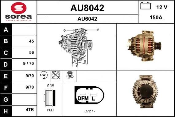 SNRA AU8042 - Генератор autosila-amz.com