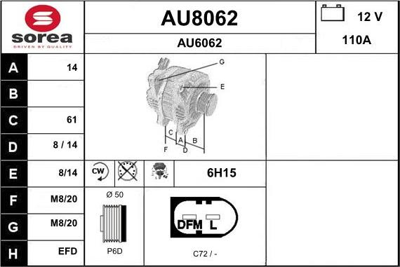 SNRA AU8062 - Генератор autosila-amz.com
