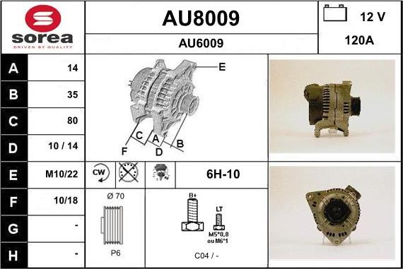 SNRA AU8009 - Генератор autosila-amz.com