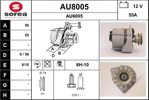 SNRA AU8005 - Генератор autosila-amz.com