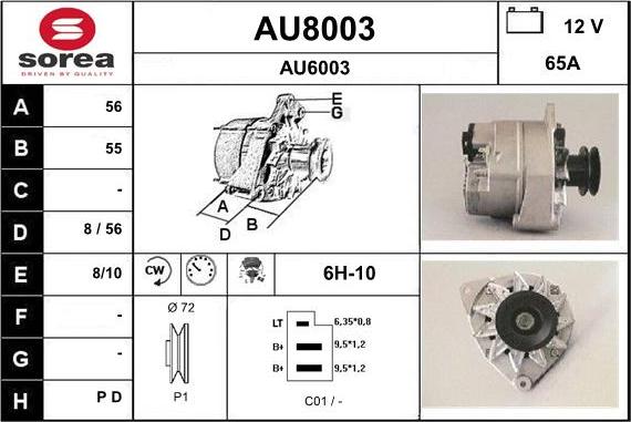 SNRA AU8003 - Генератор autosila-amz.com