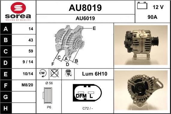 SNRA AU8019 - Генератор autosila-amz.com