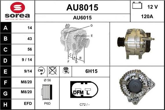 SNRA AU8015 - Генератор autosila-amz.com