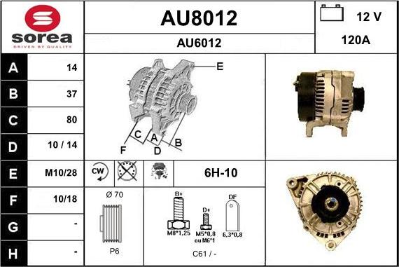 SNRA AU8012 - Генератор autosila-amz.com