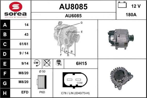 SNRA AU8085 - Генератор autosila-amz.com