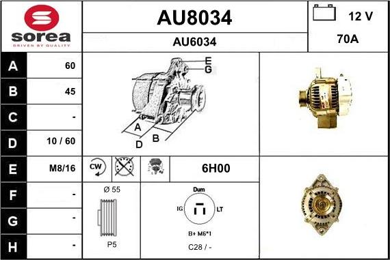 SNRA AU8034 - Генератор autosila-amz.com