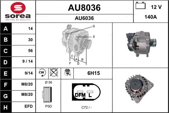 SNRA AU8036 - Генератор autosila-amz.com