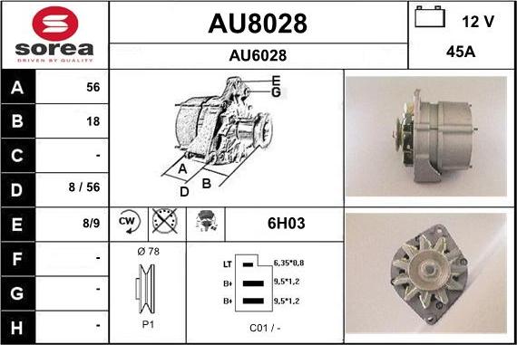 SNRA AU8028 - Генератор autosila-amz.com