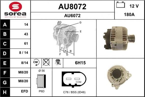 SNRA AU8072 - Генератор autosila-amz.com