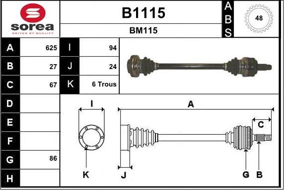 SNRA B1115 - Приводной вал autosila-amz.com