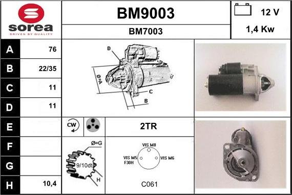 SNRA BM9003 - Стартер autosila-amz.com