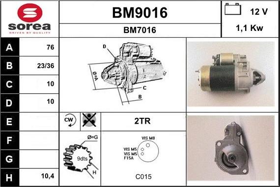 SNRA BM9016 - Стартер autosila-amz.com