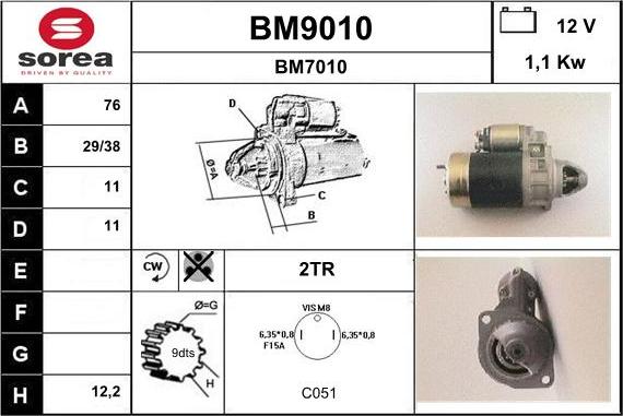 SNRA BM9010 - Стартер autosila-amz.com