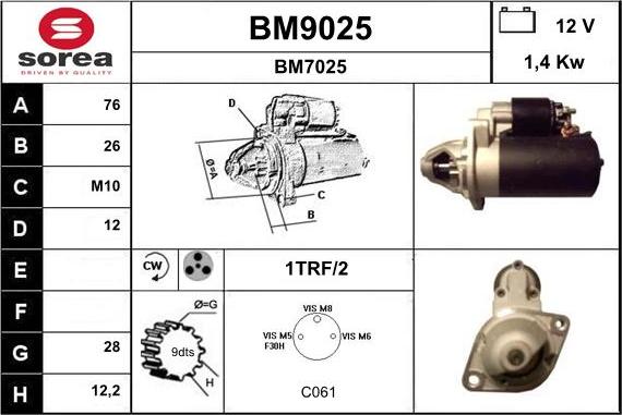 SNRA BM9025 - Стартер autosila-amz.com