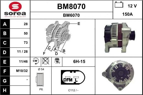 SNRA BM8070 - Генератор autosila-amz.com