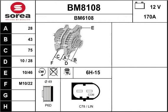 SNRA BM8108 - Генератор autosila-amz.com