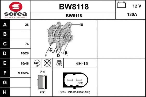 SNRA BW8118 - Генератор autosila-amz.com