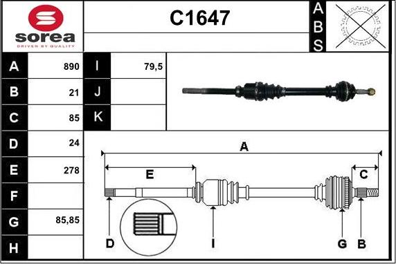 SNRA C1647 - Приводной вал autosila-amz.com