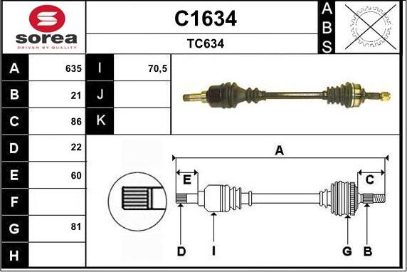 SNRA C1634 - Приводной вал autosila-amz.com