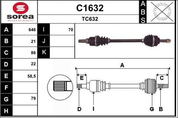 SNRA C1632 - Приводной вал autosila-amz.com