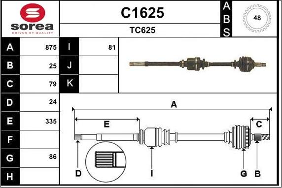 SNRA C1625 - Приводной вал autosila-amz.com