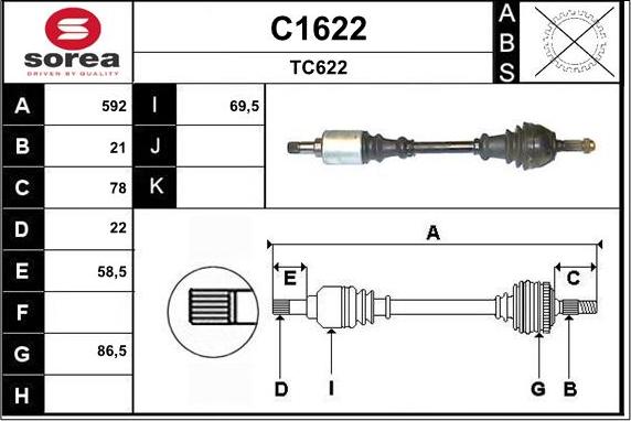 SNRA C1622 - Приводной вал autosila-amz.com