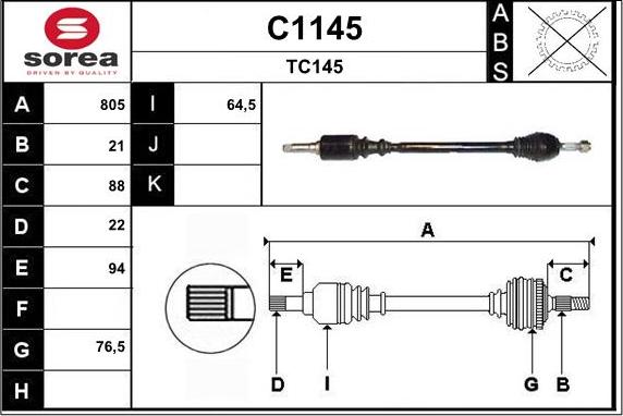 SNRA C1145 - Приводной вал autosila-amz.com