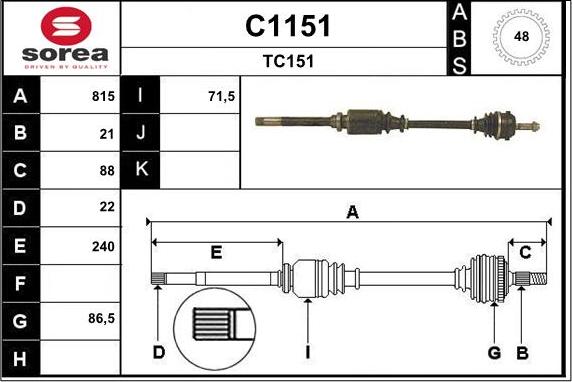 SNRA C1151 - Приводной вал autosila-amz.com