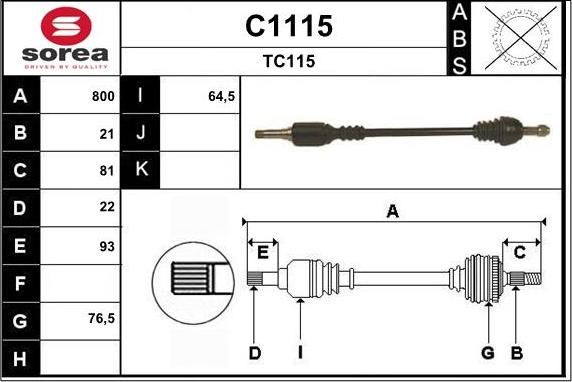 SNRA C1115 - Приводной вал autosila-amz.com