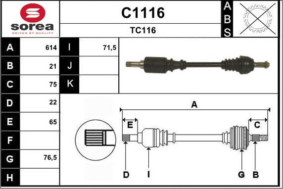 SNRA C1116 - Приводной вал autosila-amz.com