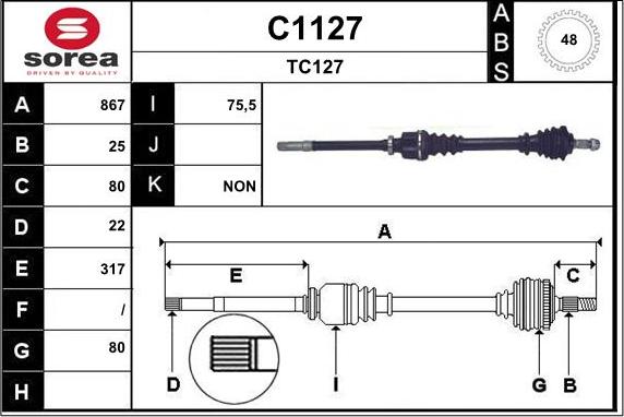 SNRA C1127 - Приводной вал autosila-amz.com