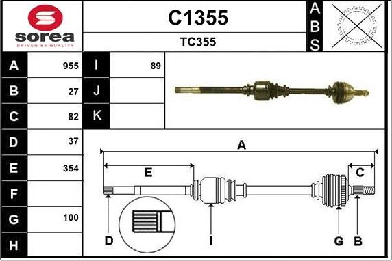 SNRA C1355 - Приводной вал autosila-amz.com