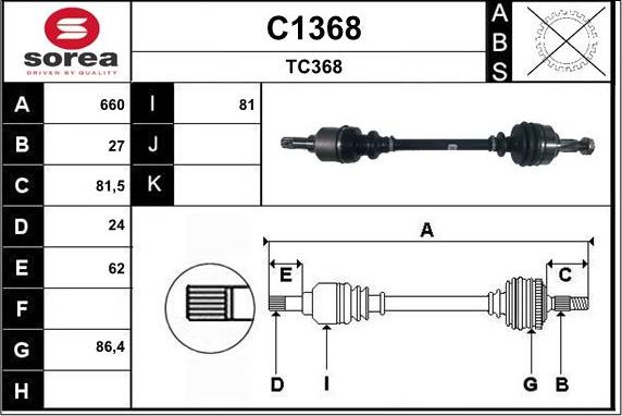 SNRA C1368 - Приводной вал autosila-amz.com