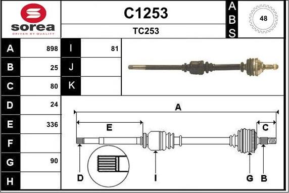 SNRA C1253 - Приводной вал autosila-amz.com