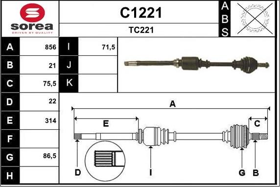 SNRA C1221 - Приводной вал autosila-amz.com