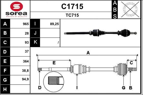 SNRA C1715 - Приводной вал autosila-amz.com