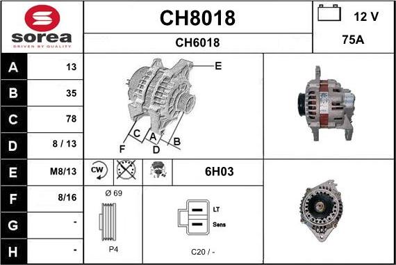 SNRA CH8018 - Генератор autosila-amz.com