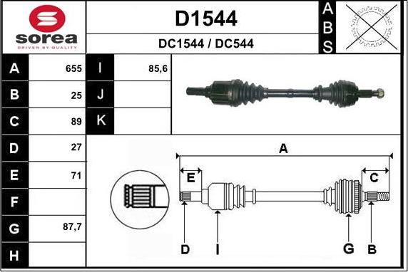 SNRA D1544 - Приводной вал autosila-amz.com