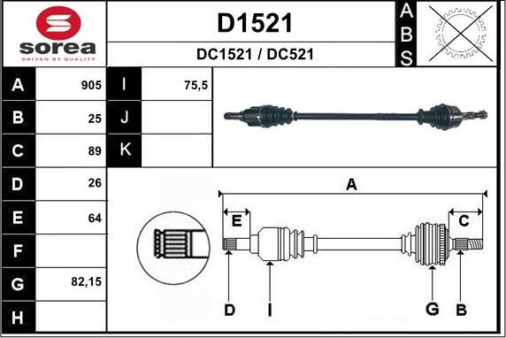 SNRA D1521 - Приводной вал autosila-amz.com