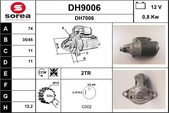 SNRA DH9006 - Стартер autosila-amz.com