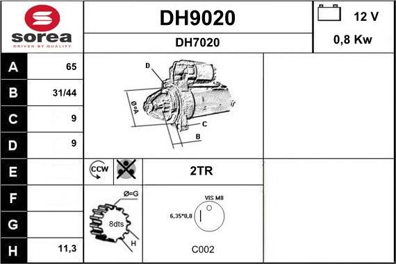 SNRA DH9020 - Стартер autosila-amz.com